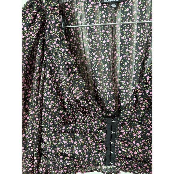 For Love & Lemons Black Long Sleeve Floral Sheet Top Size XS - Picture 8 of 8